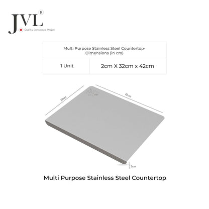 JVL Stainless Steel Countertop Cutting & Chopping Board (42cm*32cm*2cm)