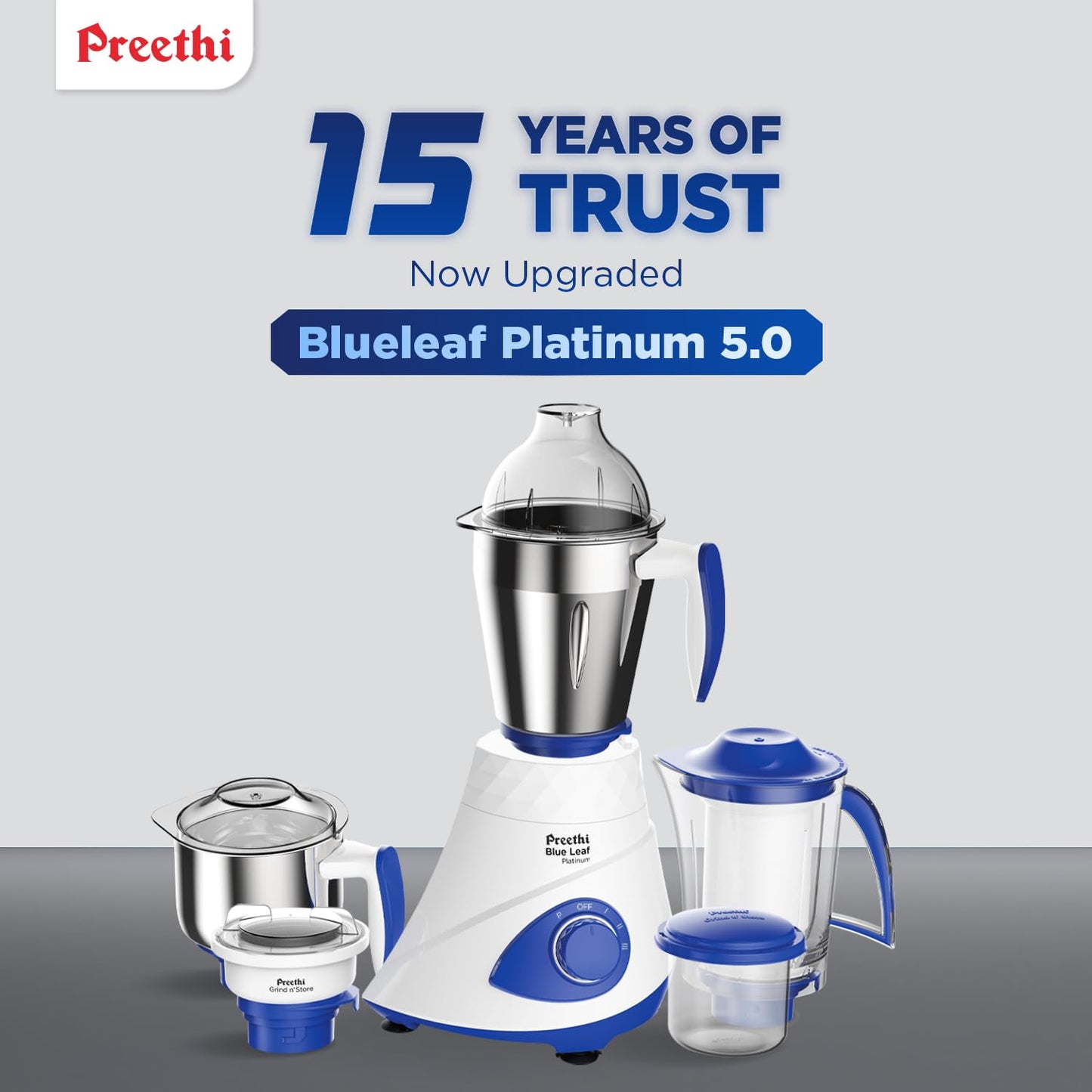 Preethi Mixer Grinder - Blue Leaf Platinum 750 Watts