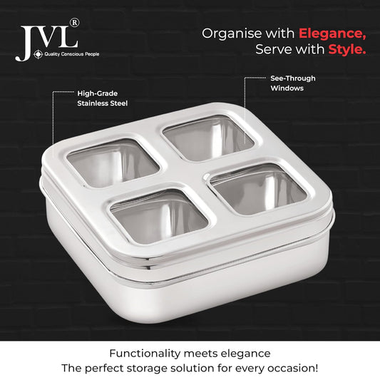 JVL Stainless Steel Vista Dry Fruit Container (4 - Container)