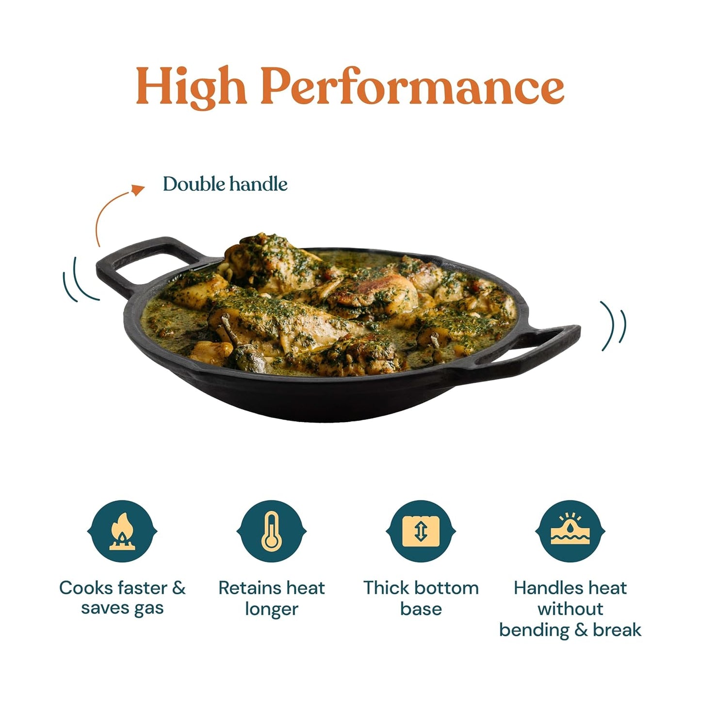 Cast Iron Cookware Shallow Kadai