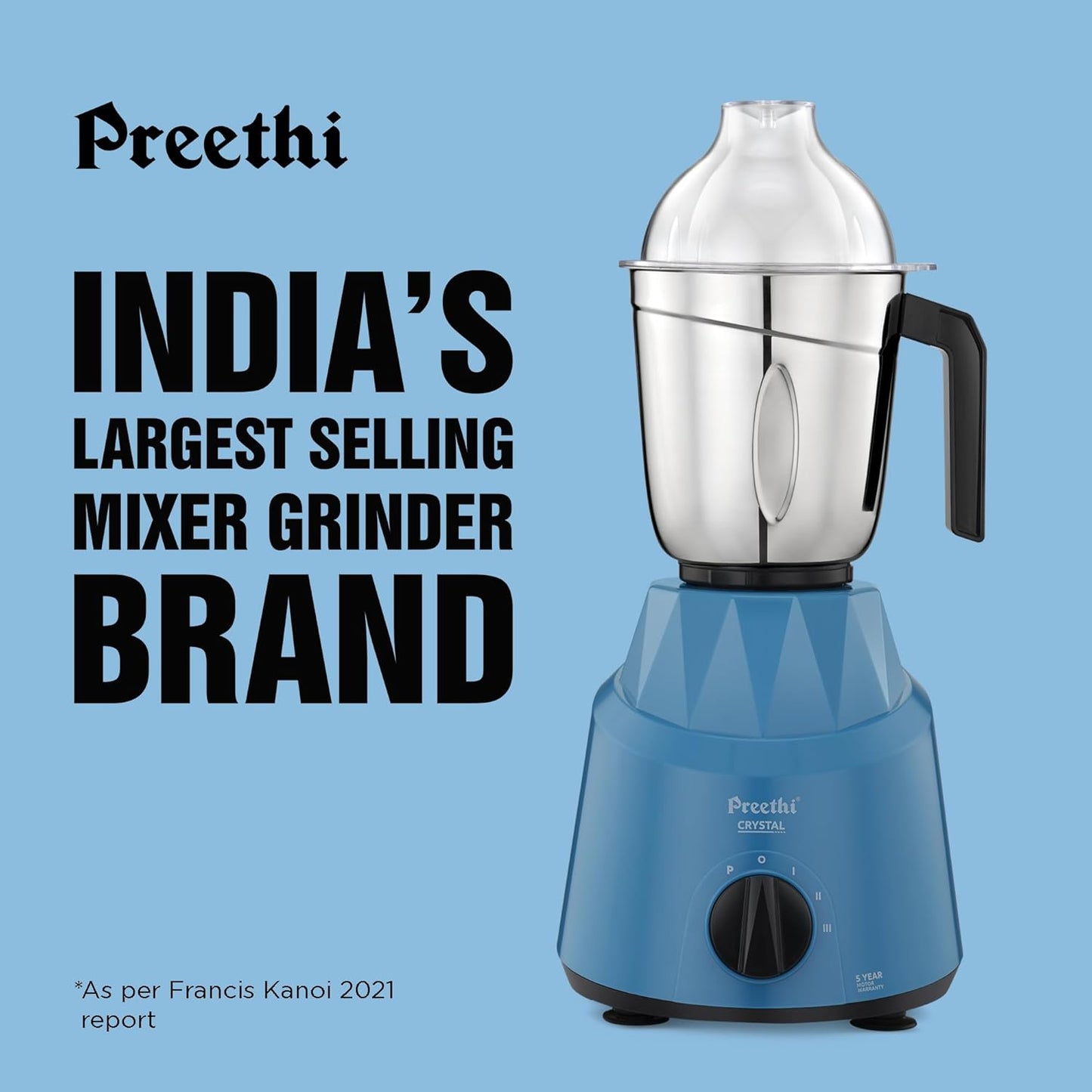 Preethi Mixer Grinder - Crystal 500 Watts