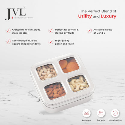 JVL Stainless Steel Vista Dry Fruit Container (4 - Container)