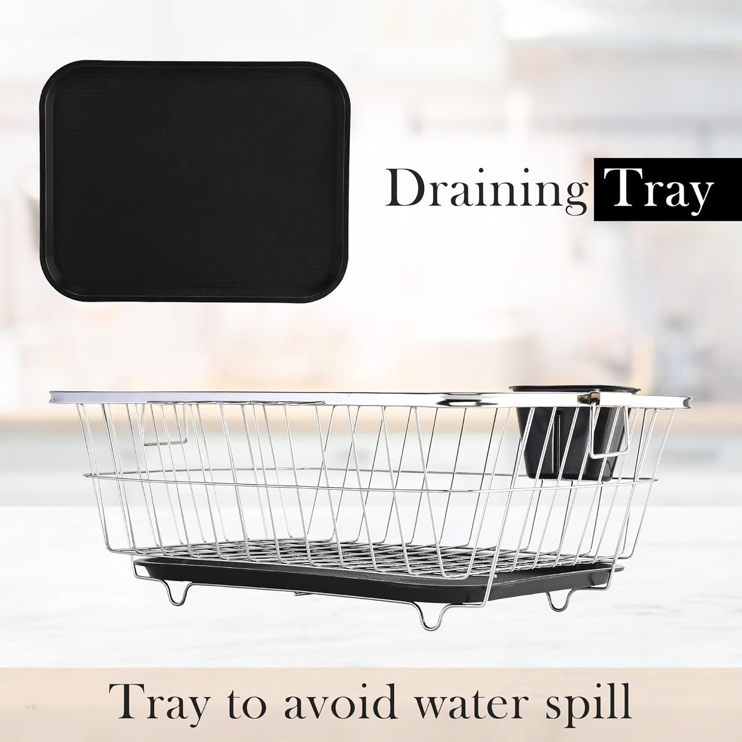 Stainless Steel Dish Drainer Tokra with Drain Tray + Cutlery Stand