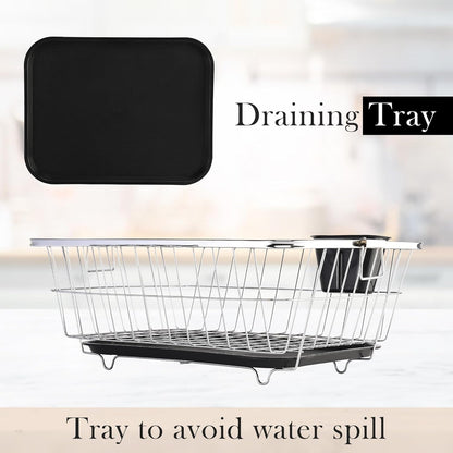 Stainless Steel Dish Drainer Tokra with Drain Tray + Cutlery Stand
