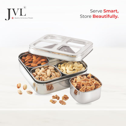 JVL Stainless Steel Vista Dry Fruit Container (4 - Container)
