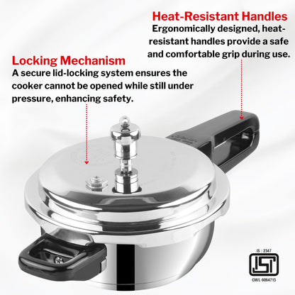 Vinod Stainless Steel Triply Pressure Cookers (All Sizes)