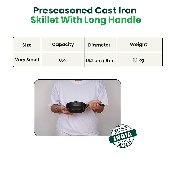 The Indus Valley Pre-seasoned Cast Iron Mini Fry Pan, Omelette Pan/Skillet