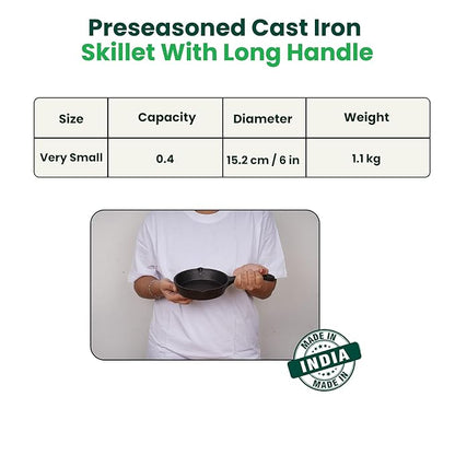 The Indus Valley Pre-seasoned Cast Iron Mini Fry Pan, Omelette Pan/Skillet