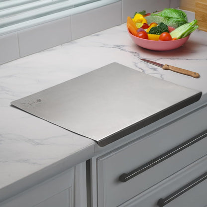 JVL Stainless Steel Countertop Cutting & Chopping Board (42cm*32cm*2cm)