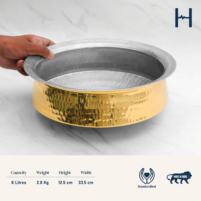 Hammered Brass Lagan Handi Patila for Cooking (All Sizes)