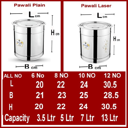 SS Plain Pavali Drum (Multiple Sizes)