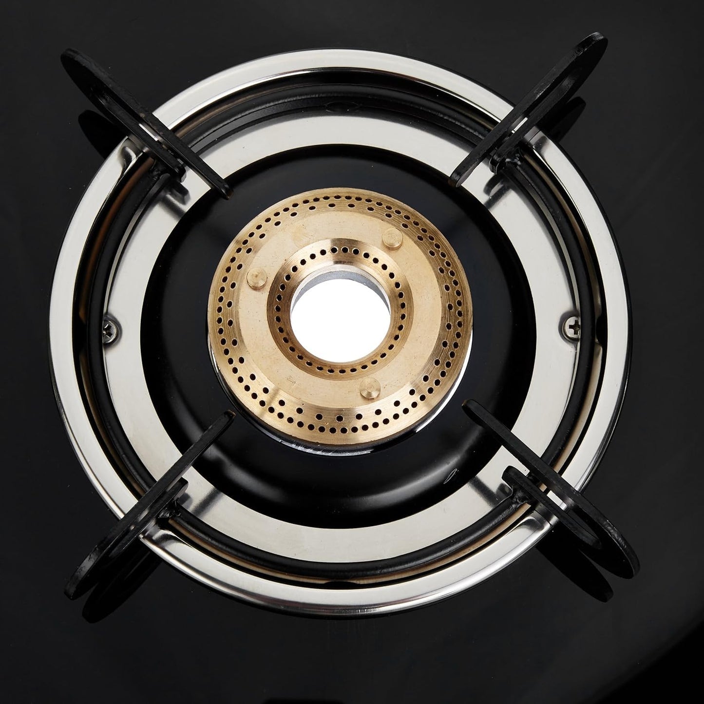 Prestige Marvel Glass Top 4 Burner Gas Stove, Manual Ignition, Tempered Glass, Black