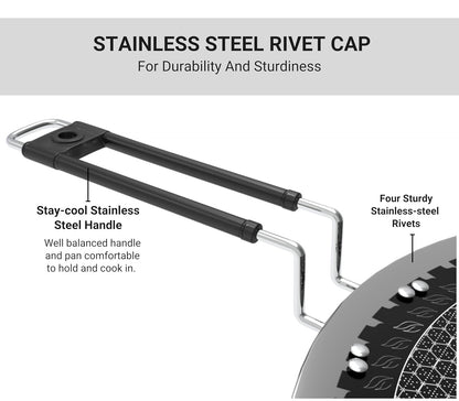 Triply Stainless Steel Tawa with Non-stock Coating for Roti and Dosa, Chapati Tawa, Induction & Gas Compatible