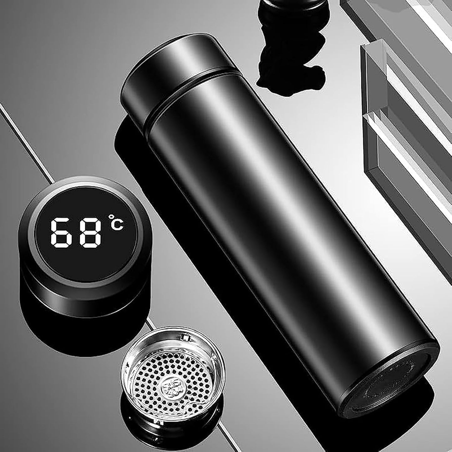 Personalised Stainless Steel Insulated Water Bottle with LED Temperature Display - 500ml