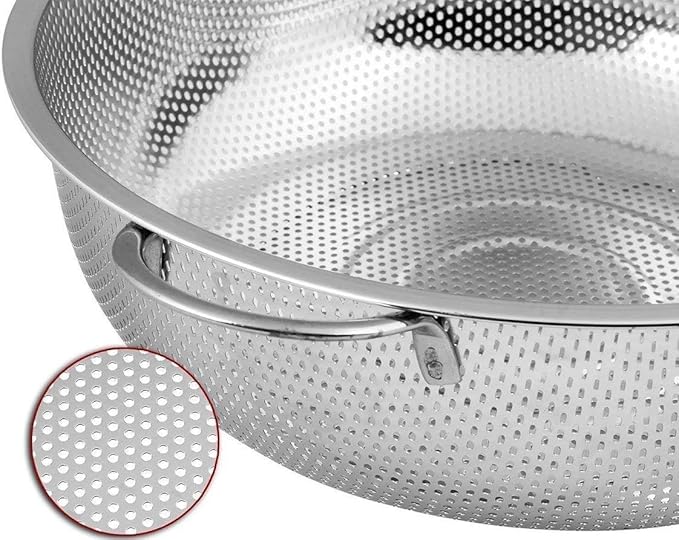 Multipurpose Stainless Steel Kitchen Colandar Strainer for Rice, Noodles, Fruits, Vegetables