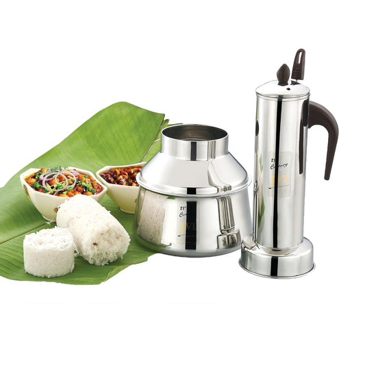 JVL Stainless Steel Puttu Kudam Maker with Triply Base, comes with Lid