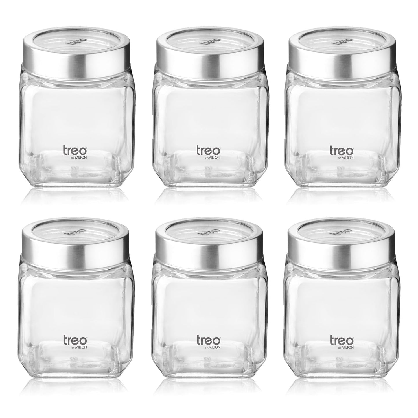 Treo By Milton Cube Storage Glass Jar, 580 ml Each