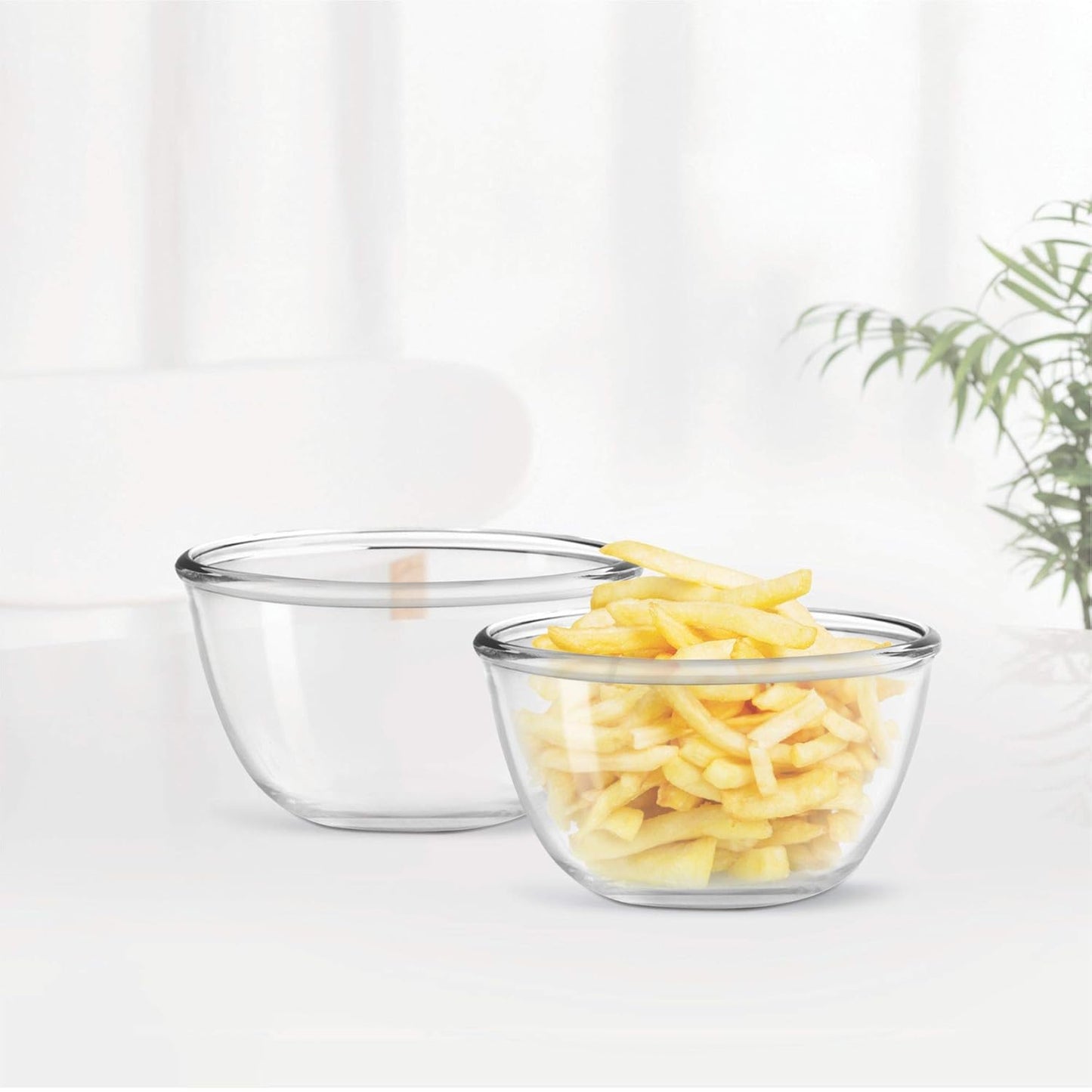 Treo By Milton Glass Mixing Bowls Set of 2, 500 Ml (Transparent)