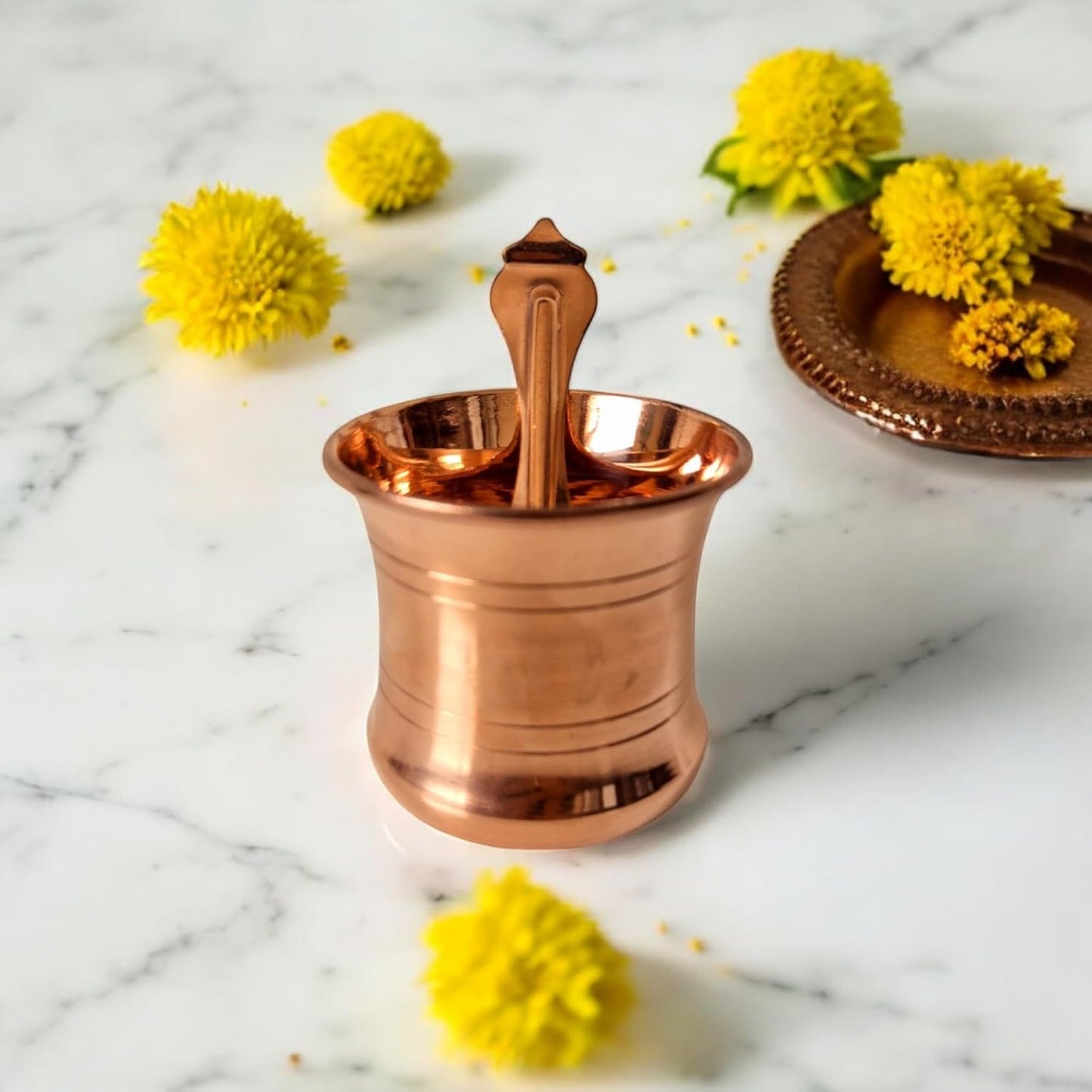 Copper Panchpatra Set - Damroo