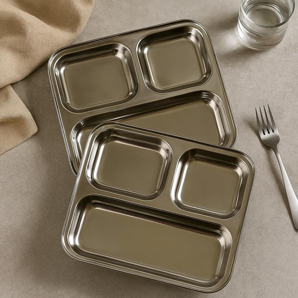 SS Square Breakfast Partition Plate