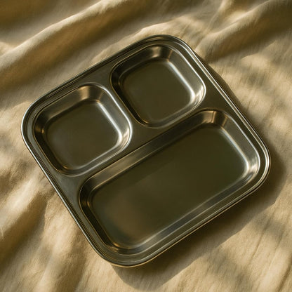 SS Square Breakfast Partition Plate