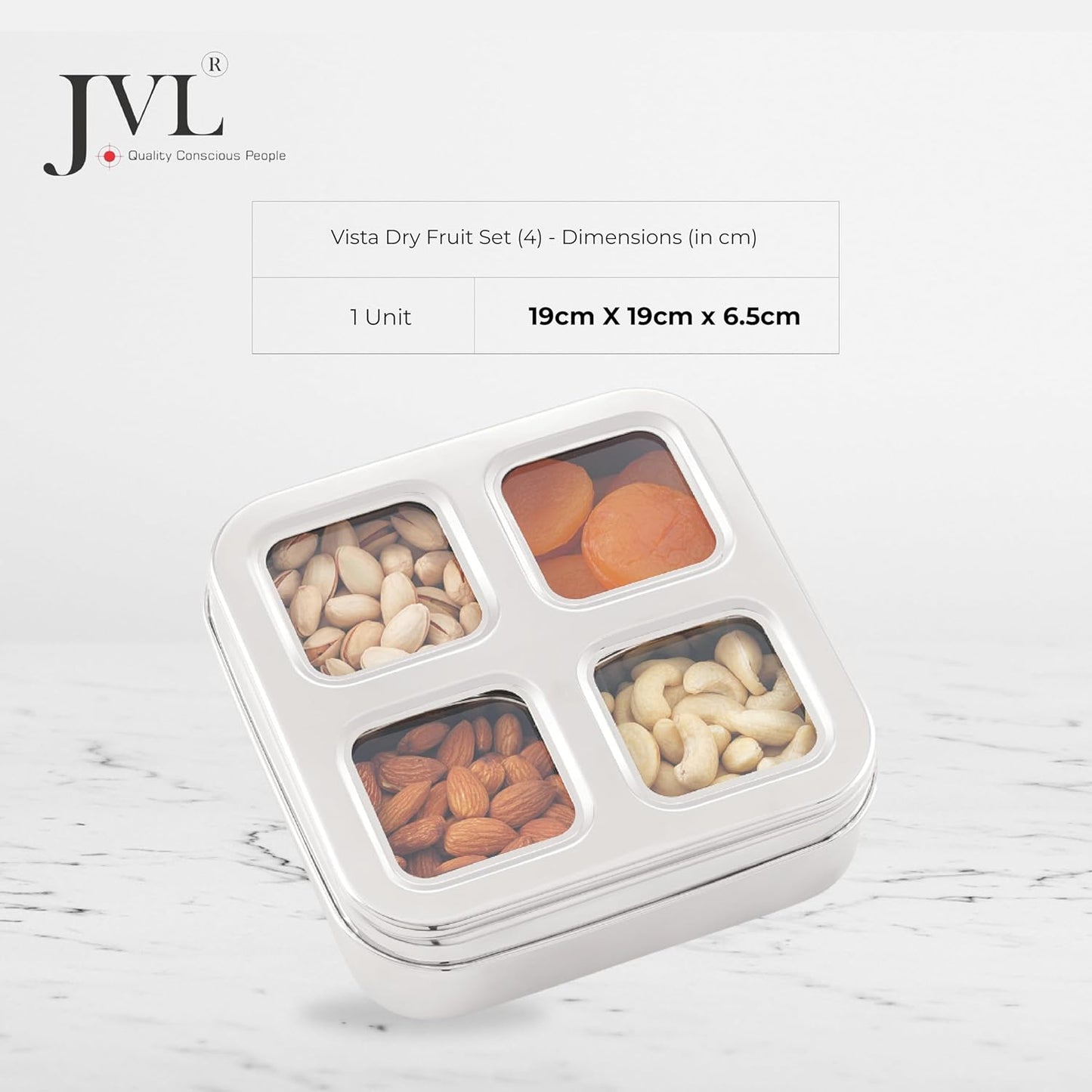 JVL Stainless Steel Vista Dry Fruit Container (4 - Container)