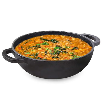 The Indus Valley Pre-Seasoned Cast Iron Kadai with Flat Handles (All Sizes)