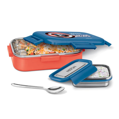 MILTON Marvel Hugo Inner Steel Tiffin Box for School with Stainless Steel Container | PU Insulated, Food Grade Lunch Box with Snap Lock Lid for Kids, 700 ml,