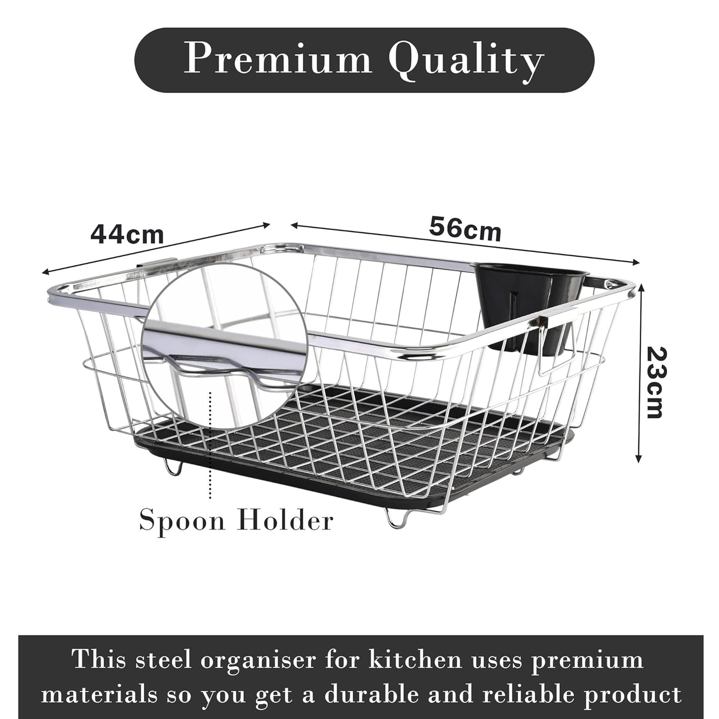 Stainless Steel Dish Drainer Tokra with Drain Tray + Cutlery Stand