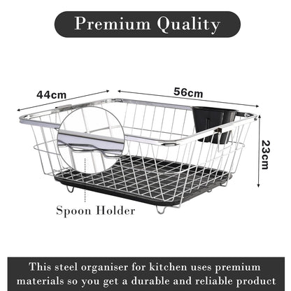 Stainless Steel Dish Drainer Tokra with Drain Tray + Cutlery Stand