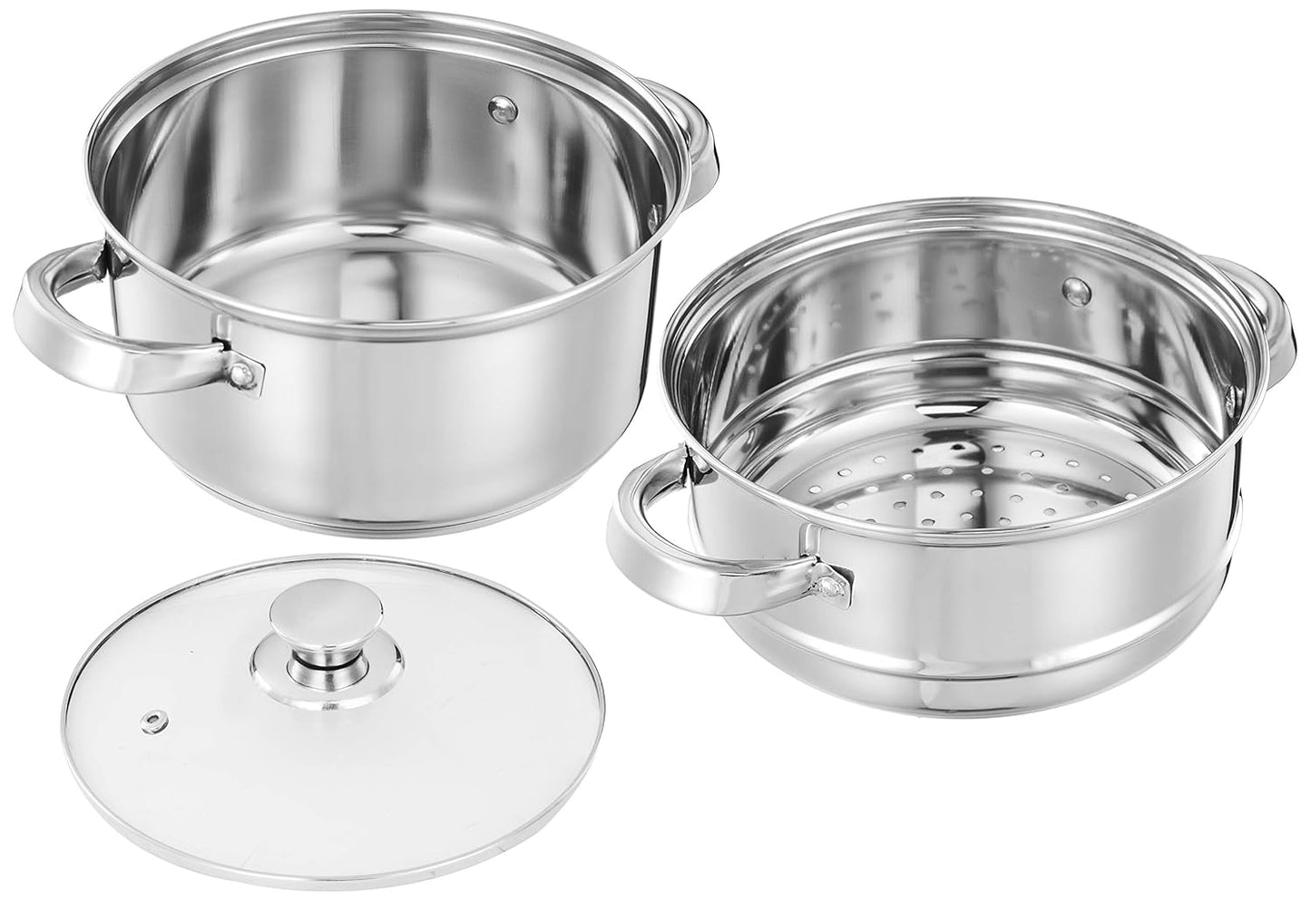 2 Tier -Stainless Steel Steamer with Glass Lid