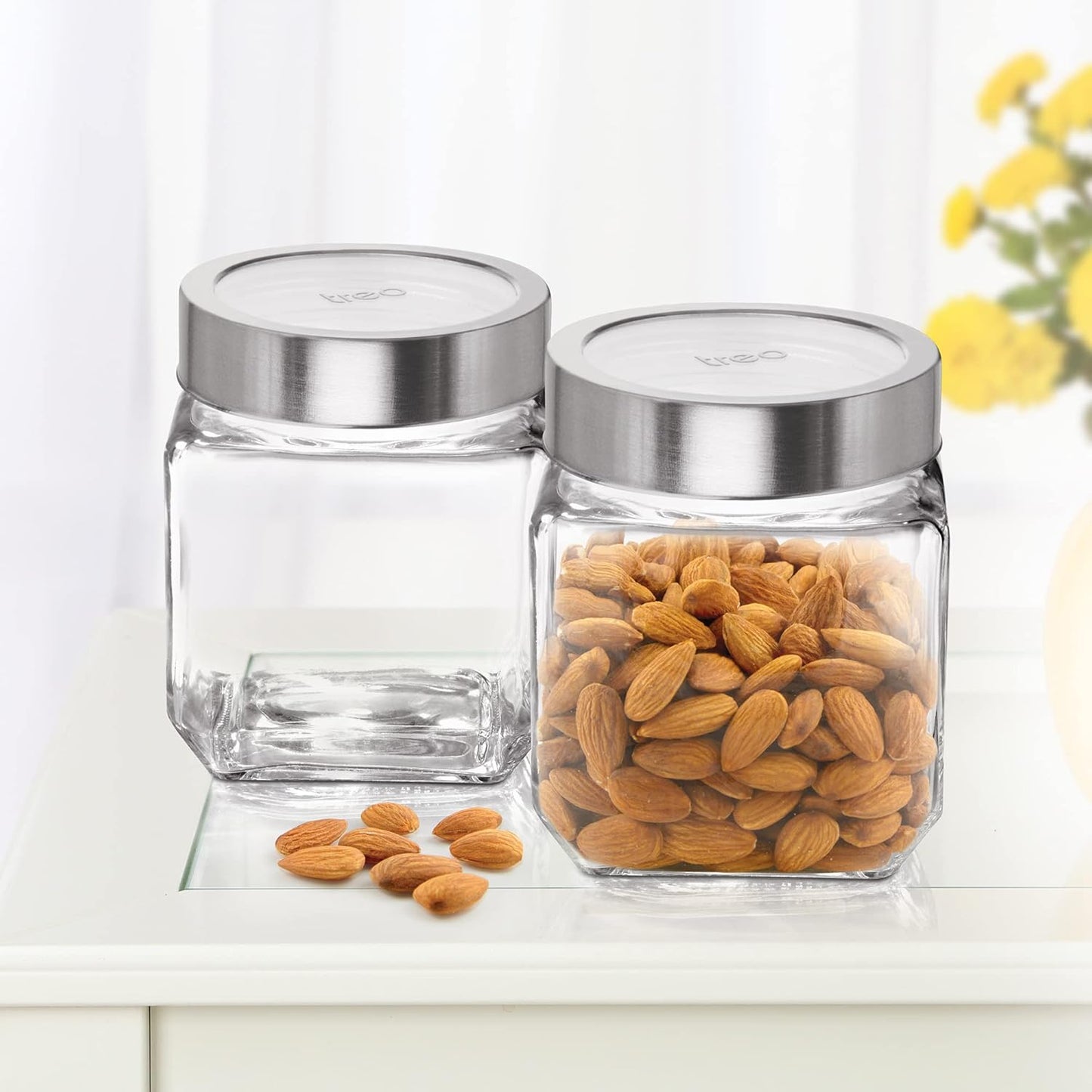 Treo By Milton Cube Storage Glass Jar, 580 ml Each
