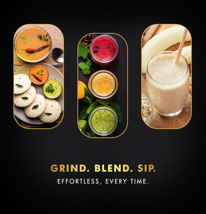 Sujata MG01 Mixer Grinder|1000 Watts Double Ball Bearing Motor|25000 RPM| Non-Stop 90 Mins Running|3 Jars including 1750ml Blender, 1000ml Grinder, 500ml Chutney Jar| (Black)