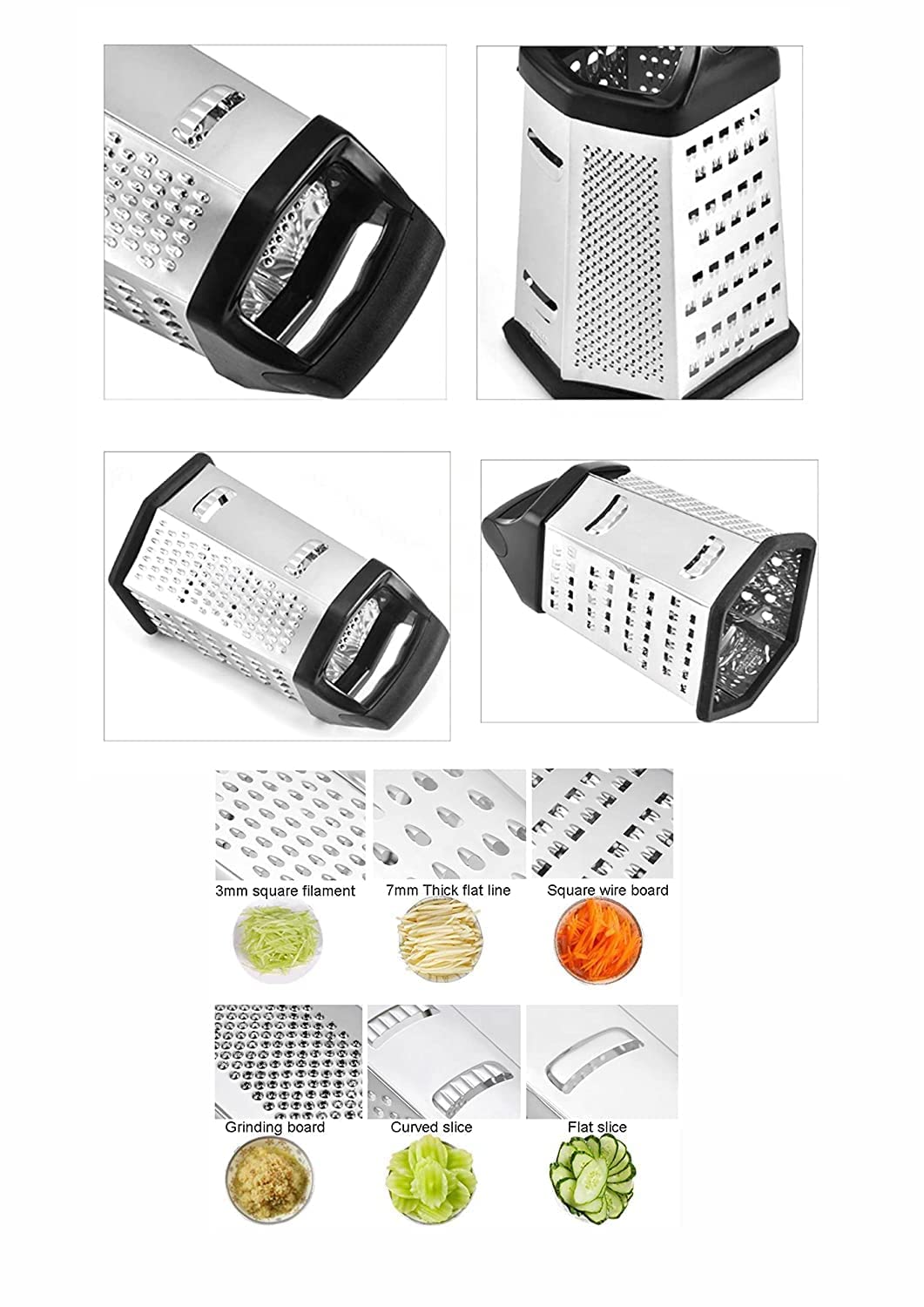 Box Grater - Stainless Steel with 6 Sides