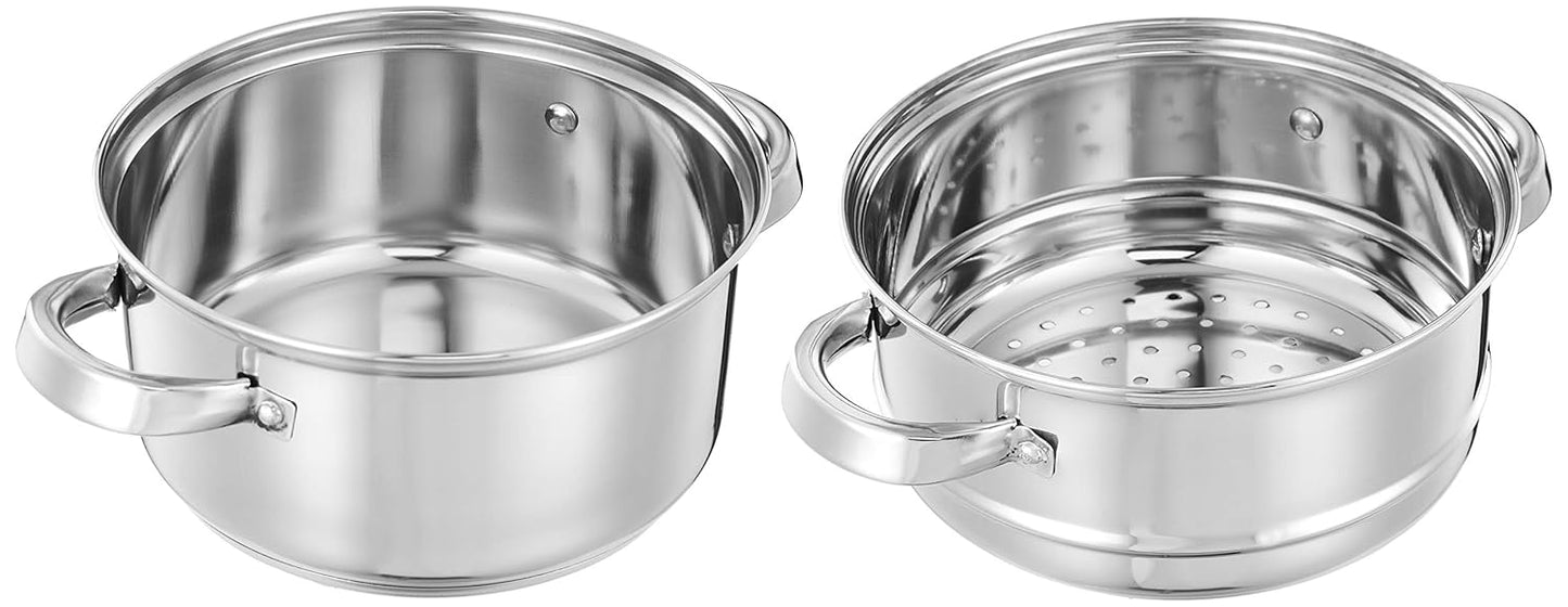 2 Tier -Stainless Steel Steamer with Glass Lid