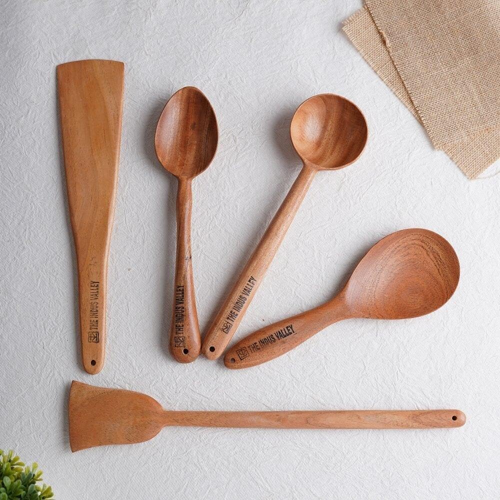 Wooden Serving Spoons Set