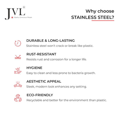 JVL Leak-Proof Stainless Steel Double Decker Lunch Box 600ml with Bag 2-Compartment Tiffin for Office & Kids Use Durable, Compact & Easy to Carry