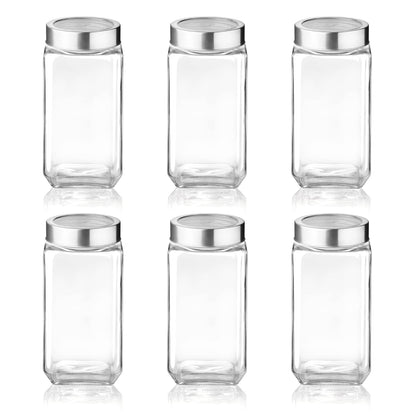 Treo By Milton Cube Storage Glass Jar, 1000 Ml Each, Set Of 6, Transparent
