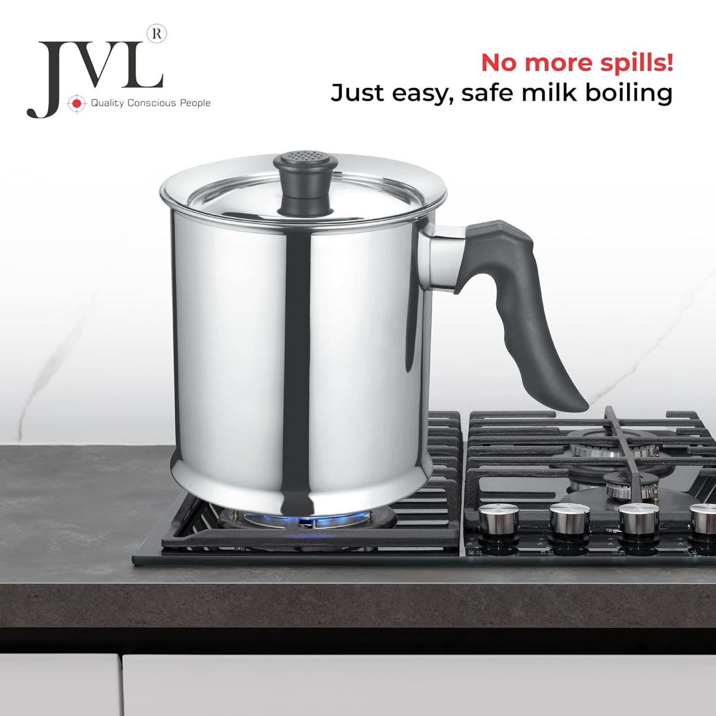 JVL Stainless Steel Double Wall Milk Boiler Storage with Single Bakelite Handle (1.5 Litre)