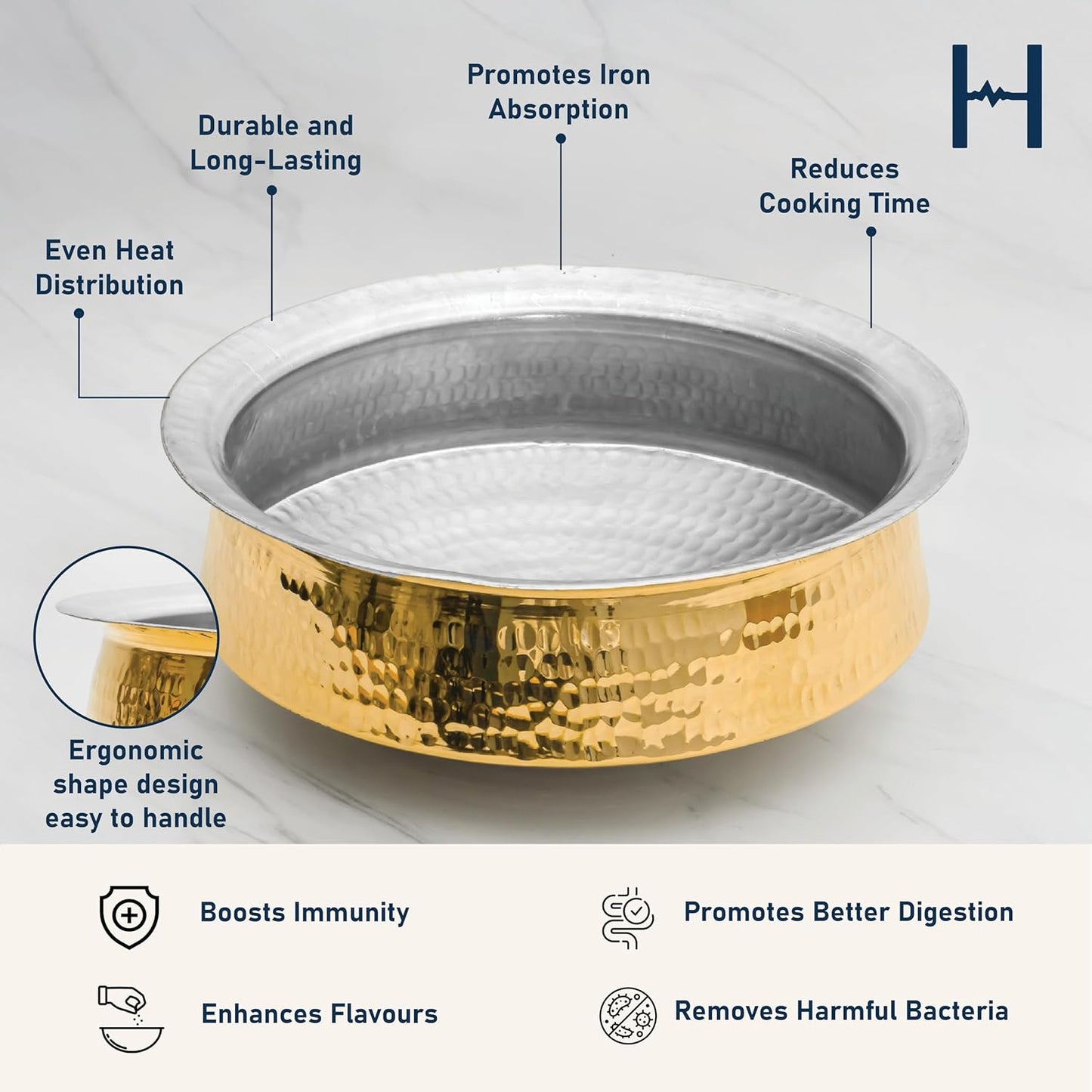 Hammered Brass Lagan Handi Patila for Cooking (All Sizes)