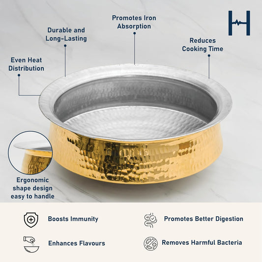 Hammered Brass Lagan Handi Patila for Cooking (All Sizes)