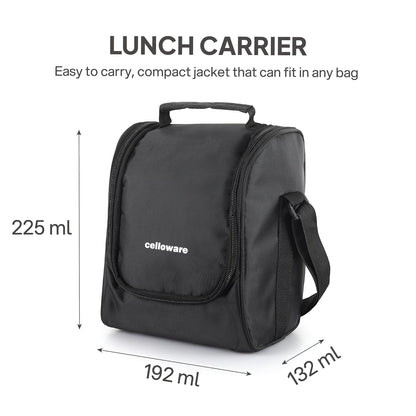 Cello All In One Lunch Box with Fabric Bag, Black