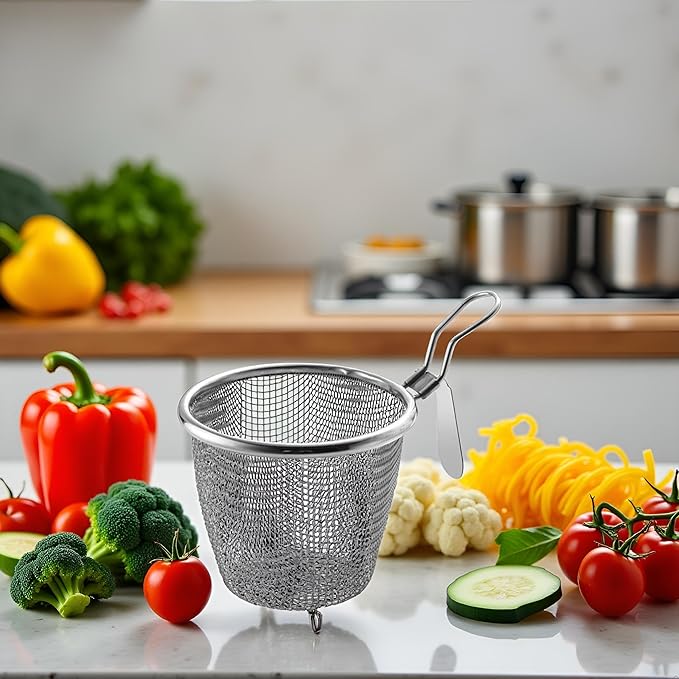 SS Fine Deep Fry Mesh Strainer with Handle (Mini)