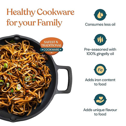 Cast Iron Cookware Shallow Kadai