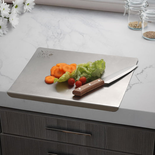 JVL Stainless Steel Countertop Cutting & Chopping Board (42cm*32cm*2cm)