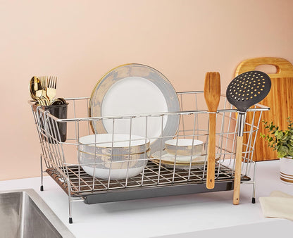 Stainless Steel Dish Drainer Tokra with Drain Tray + Cutlery Stand