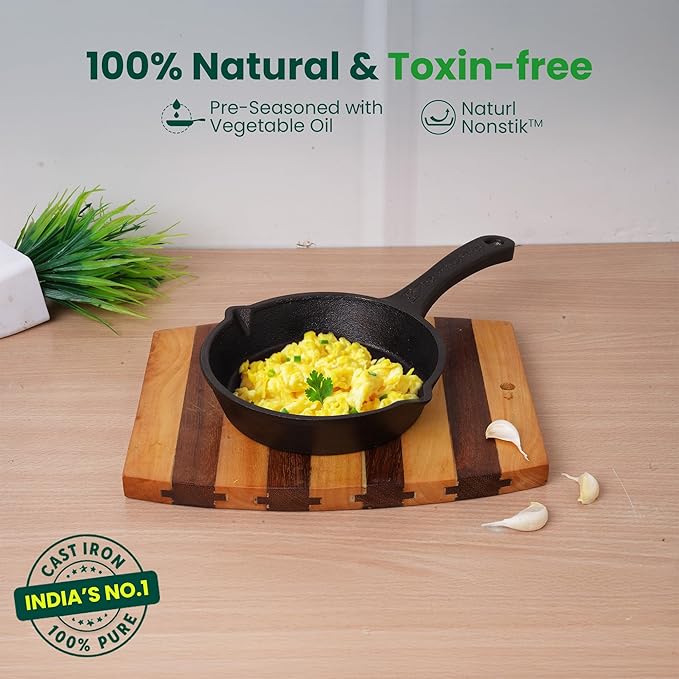 The Indus Valley Pre-seasoned Cast Iron Mini Fry Pan, Omelette Pan/Skillet
