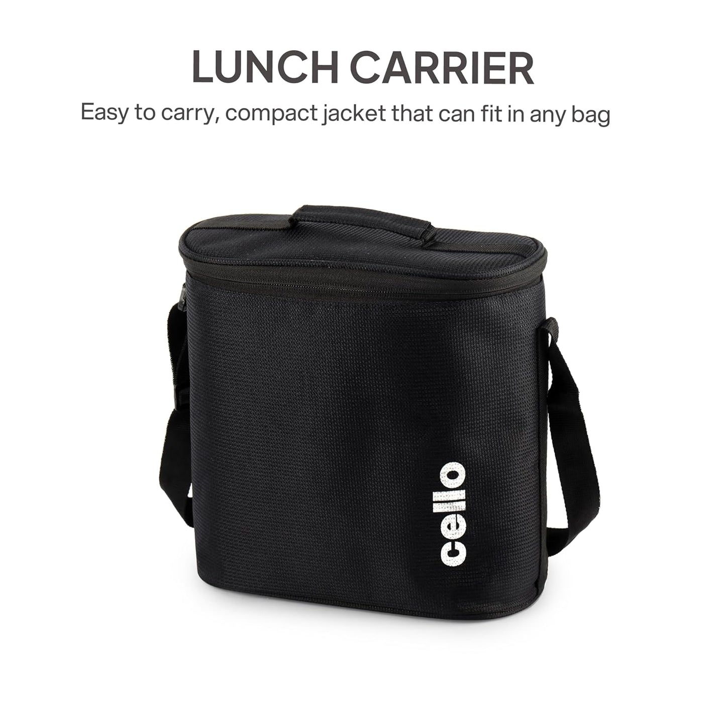 Cello MF Glassy Pro 7 Pcs Glass Lunch Box with Bag, Black