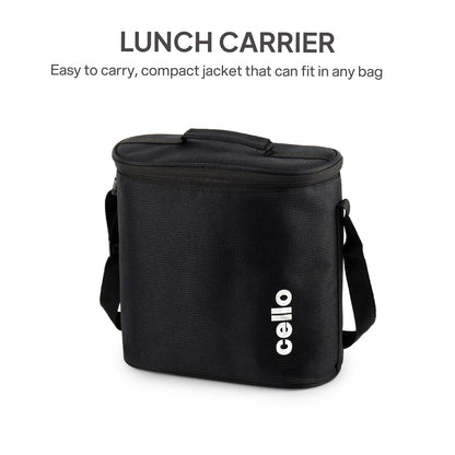 Cello MF Glassy Pro 7 Pcs Glass Lunch Box with Bag, Black