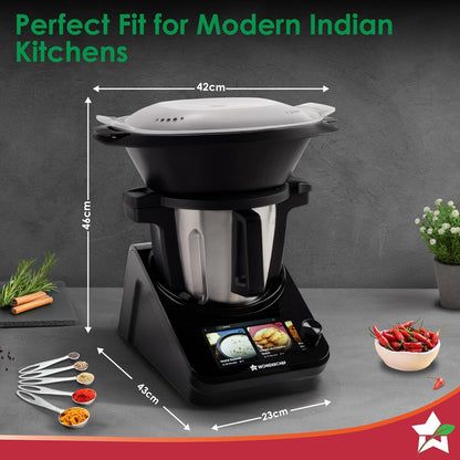 Wonderchef Chef Magic Kitchen Robot, Automatic Cooking Assistant, 500+ Recipes by Chef Sanjeev Kapoor, 15+ Cooking Modes, Create/Edit Recipes, Built-in Weighing Scale, Wi-fi & Phone App, 2-Yr Warranty